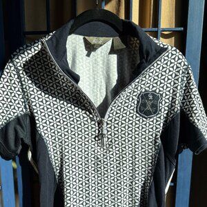 Good Rider Equestrian Zip Top Black White Geometric XL